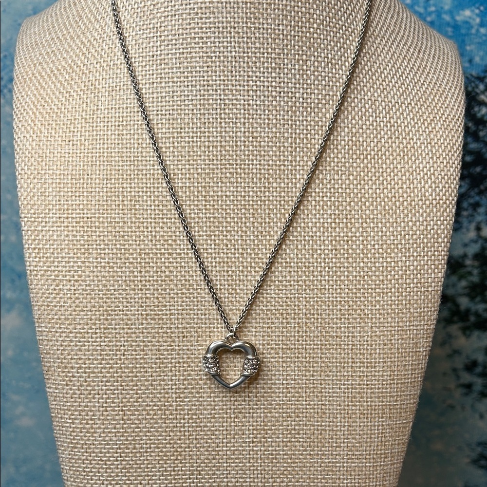 Brighton Sterling Silver Meridian Heart Pendant Necklace w/ Crystal Accents